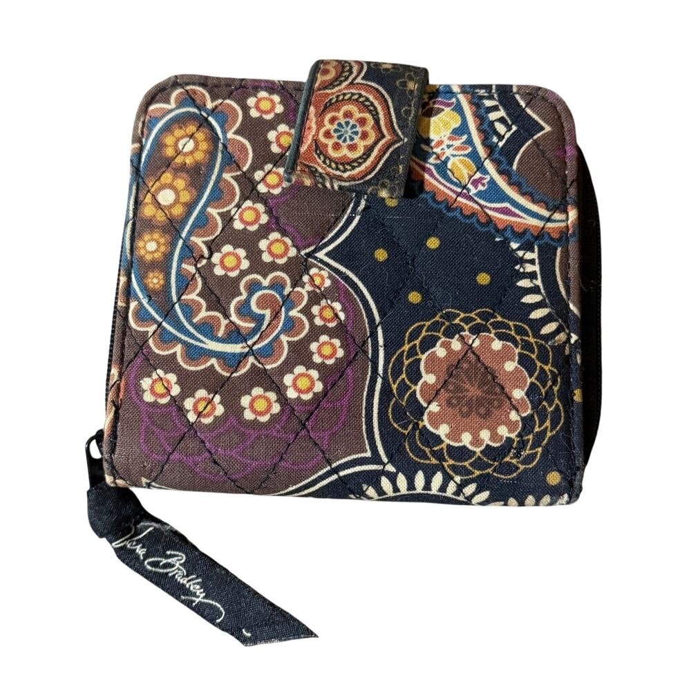 Vintage Vera Bradley Kensington Mini Wallet Brown Quilted Retired Print